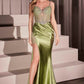 Ladivine CC8868 Dress Soft Satin Fitted Dress With Crystal Embellished Details
