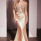 Ladivine CC8879 Dress Crystal & Satin Fitted Gown