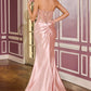 Vestido ceñido Ladivine CC9031 con motivos de cuentas y apliques florales