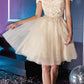 Cinderella Divine CD0132 Short A-Line Dress Off The Shoulder Glitter Tulle Skirt