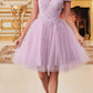 Cinderella Divine CD0132 Short A-Line Dress Off The Shoulder Glitter Tulle Skirt