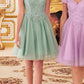 Cinderella Divine CD0132 Short A-Line Dress Off The Shoulder Glitter Tulle Skirt