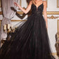 Cinderella Divine CD0154 Long Dress Beaded Applique Bodice Layered Tulle Skirt