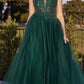 Cinderella Divine CD0154 Long Dress Beaded Applique Bodice Layered Tulle Skirt