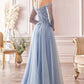 Cinderella Divine CD0172 A-Line Layered Tulle Gown Off The Shoulder Long Sleeve