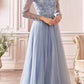 Cinderella Divine CD0172 A-Line Layered Tulle Gown Off The Shoulder Long Sleeve