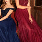Cinderella Divine CD0177 Glitter Tulle A-Line Ball Gown Off the Shoulder