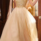 Cinderella Divine CD0177 Glitter Tulle A-Line Ball Gown Off the Shoulder