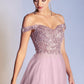 Cinderella Divine CD0177 Glitter Tulle A-Line Ball Gown Off the Shoulder