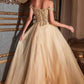 Cinderella Divine CD0177 Glitter Tulle A-Line Ball Gown Off the Shoulder