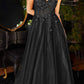 Cinderella Divine CD0181 Long Lace Floral A-Line Tulle/Lace Dress