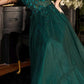 Cinderella Divine CD0181 Long Lace Floral A-Line Tulle/Lace Dress