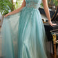 Cinderella Divine CD0181 Long Lace Floral A-Line Tulle/Lace Dress
