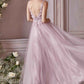 Cinderella Divine CD0181 Long Lace Floral A-Line Tulle/Lace Dress