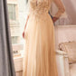 Cinderella Divine CD0182 Glitter Tulle A-Line Formal Dress