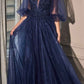 Cinderella Divine CD0182 Glitter Tulle A-Line Formal Dress