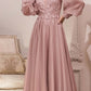 Cinderella Divine CD0183 Puff Long Sleeve Chiffon Formal Gown