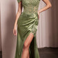 Cinderella Divine CD0186 Long Floral Off the Shoulder Gown with Slit