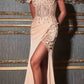 Cinderella Divine CD0186 Long Floral Off the Shoulder Gown with Slit