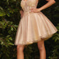 Cinderella Divine CD0189 Short A-Line Tulle Dress Floral 3D Bodice