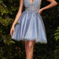 Cinderella Divine CD0189 Short A-Line Tulle Dress Floral 3D Bodice