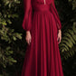 Cinderella Divine CD0192 Long Sleeve A-Line Chiffon Dress
