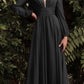 Cinderella Divine CD0192 Long Sleeve A-Line Chiffon Dress