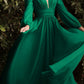 Cinderella Divine CD0192 Long Sleeve A-Line Chiffon Dress