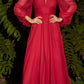Cinderella Divine CD0192 Long Sleeve A-Line Chiffon Dress