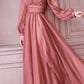 Cinderella Divine CD0192 Long Sleeve A-Line Chiffon Dress