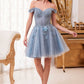 Cinderella Divine CD0194 Short Tulle A-Line Off the Shoulder Dress