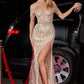 Ladivine CD0203 Long Fitted Off the Shoulder Sequin Gown with Slit