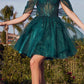 Ladivine CD0211 Off The Shoulder Embellished A-Line Short Corset Bodice Dress