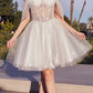 Ladivine CD0211 Off The Shoulder Embellished A-Line Short Corset Bodice Dress