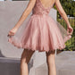 Vestido corto de tul con purpurina y corte A Ladivine CD0213