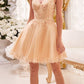 Vestido corto de tul con purpurina y corte A Ladivine CD0213