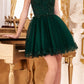Vestido corto de tul con purpurina y corte A Ladivine CD0213