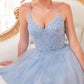 Vestido corto de tul con purpurina y corte A Ladivine CD0213