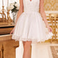 Vestido corto de tul con purpurina y corte A Ladivine CD0213