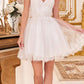 Vestido corto de tul con purpurina y corte A Ladivine CD0213