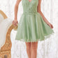 Vestido corto de tul con purpurina y corte A Ladivine CD0213