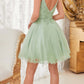 Vestido corto de tul con purpurina y corte A Ladivine CD0213