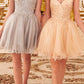 Vestido corto de tul con purpurina y corte A Ladivine CD0213