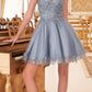Vestido corto de tul con purpurina y corte A Ladivine CD0213