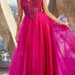 Ladivine CD0217 Long A-Line Strapless Sequin Bodice Glitter Tulle Skirt Dress