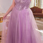 Ladivine CD0217 Long A-Line Strapless Sequin Bodice Glitter Tulle Skirt Dress