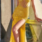 Ladivine CD0220 Long Fitted Sexy Slit Formal Sequin Gown
