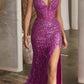 Vestido de noche formal largo sin tirantes, adornado con cuentas, Ladivine CD0227