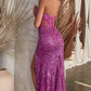 Vestido de noche formal largo sin tirantes, adornado con cuentas, Ladivine CD0227