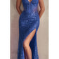 Vestido de noche formal largo sin tirantes, adornado con cuentas, Ladivine CD0227